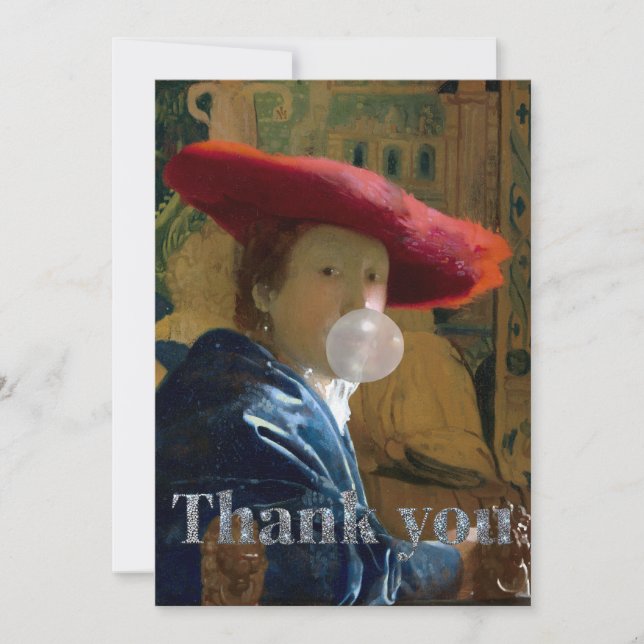 Bubble gum Diva in the red hat Thank You Card (Front)