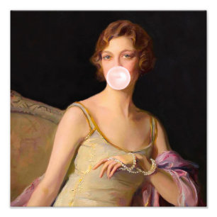 Bubble Gum Diva in Yellow Dress Photo Print