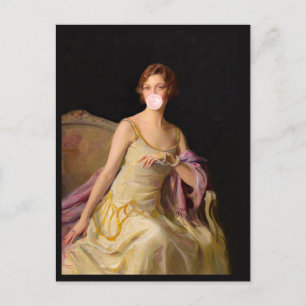 Bubble Gum Diva in Yellow Dress  Postcard