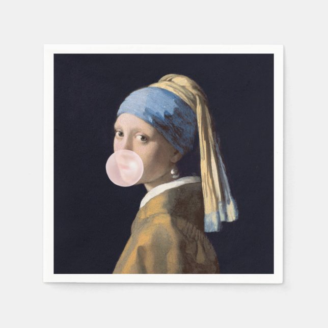 Bubble Gum Diva with Pearl Earring Napkins (Front)