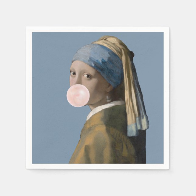 Bubble Gum Diva with Pearl Earring Napkins (Front)