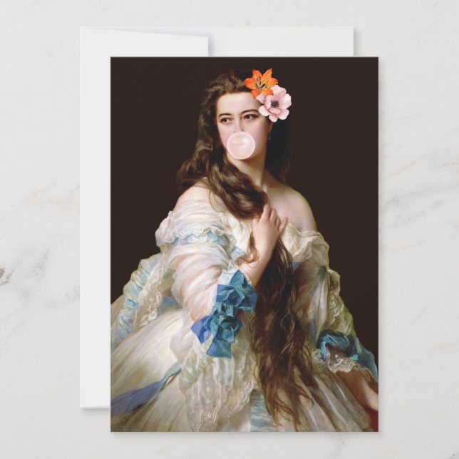 Bubble Gum Diva with Two Flowers Thank You Card (Front)