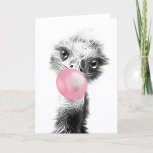 Bubble gum emu. Funny Emu Bird bubble gum Letterpress Thank You Card