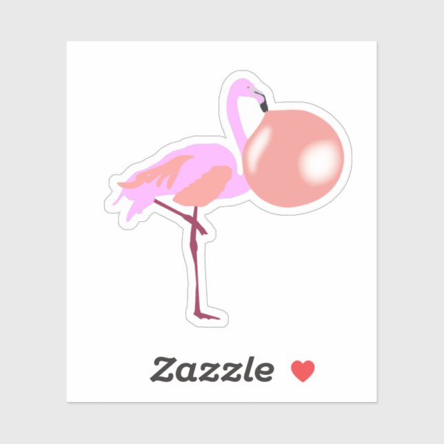 Bubble Gum Flamingo Blowing Bubble Sticker (Sheet)