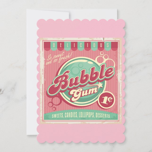 Bubble Gum Flat Greeting Card (Front)