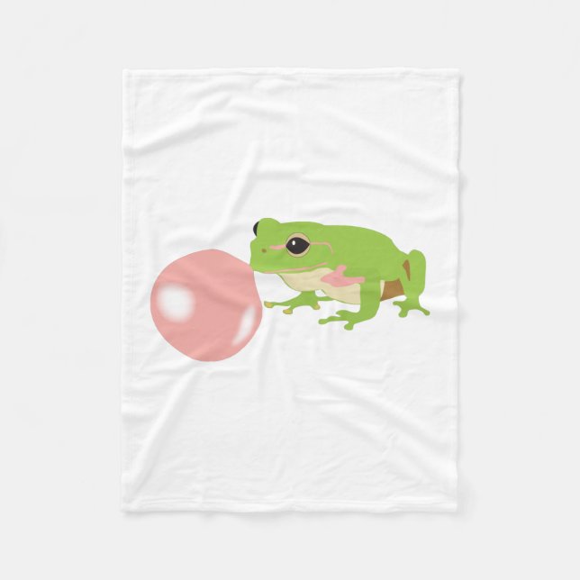 Bubble Gum Frog Blowing Bubble Fleece Blanket (Front)
