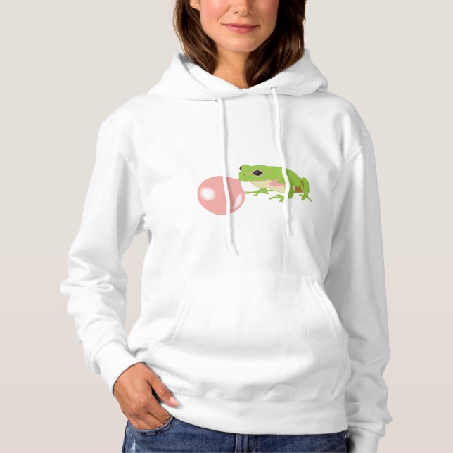 Bubble Gum Frog Blowing Bubble Hoodie (Front)