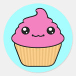 Bubble Gum Frosting Kawaii Cupcake Round Classic Round Sticker