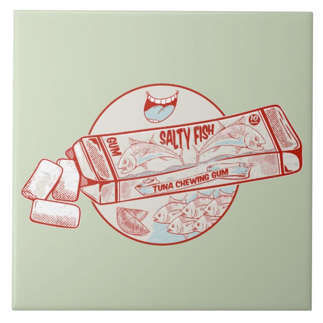 Bubble gum funny tuna fish flavour ceramic tile (Front)