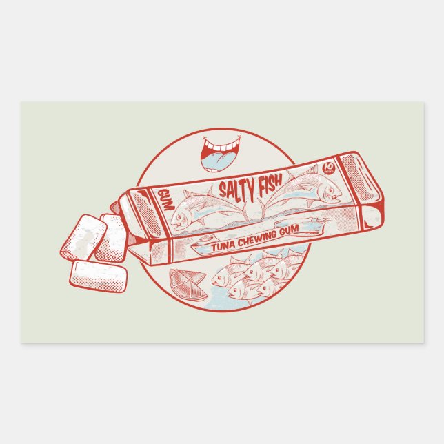 Bubble gum funny tuna fish flavour rectangular sticker (Front)