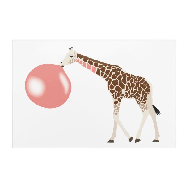 Bubble Gum Giraffe Blowing Bubble Acrylic Print (Front)