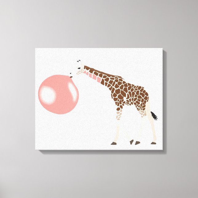 Bubble Gum Giraffe Blowing Bubble Canvas Print (Front)