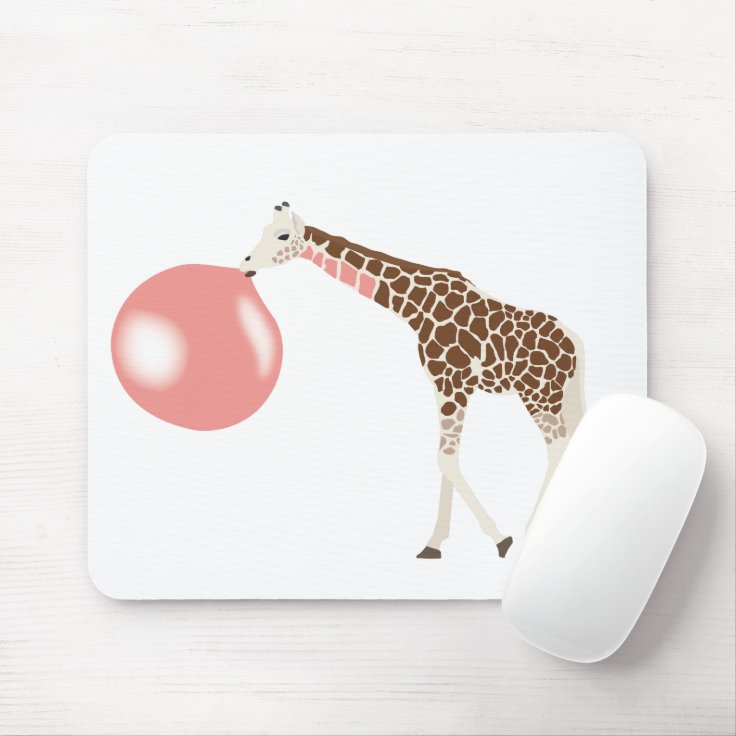 Bubble Gum Giraffe Blowing Bubble Mouse Pad Zazzle
