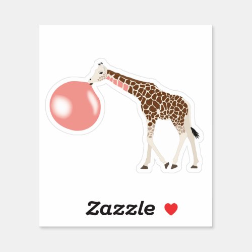 Bubble Gum Giraffe Blowing Bubble Sticker