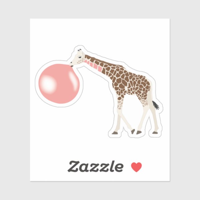 Bubble Gum Giraffe Blowing Bubble Sticker (Sheet)