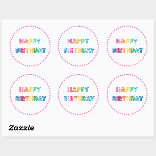 Bubble Gum Happy Birthday Party Classic Round Sticker | Zazzle