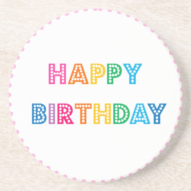 Bubble Gum Happy Birthday Party Sandstone Coaster (Front)