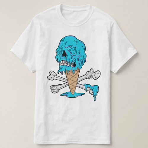 Bubble_gum Ice Cream Dripping Skull T_Shirt