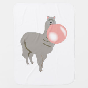 Bubble Gum Llama Blowing Bubble Baby Blanket