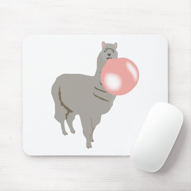 Bubble Gum Llama Blowing Bubble Mouse Pad (With Mouse)