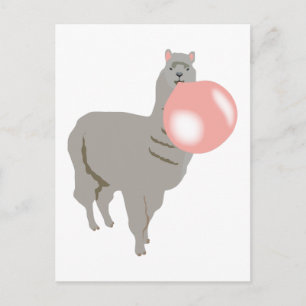 Bubble Gum Llama Blowing Bubble Postcard
