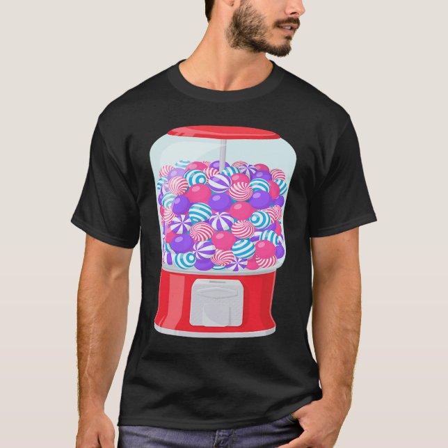 Bubble Gum Machine Gumball Machine Rainbow Hallowe T-Shirt (Front)