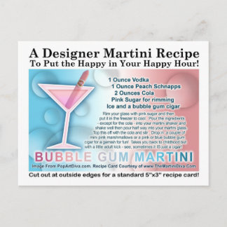 Bubble Gum Martini Opus One Recipe Card Postcard