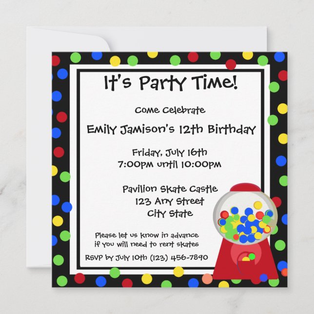 Bubble Gum Party Invitation (Front)