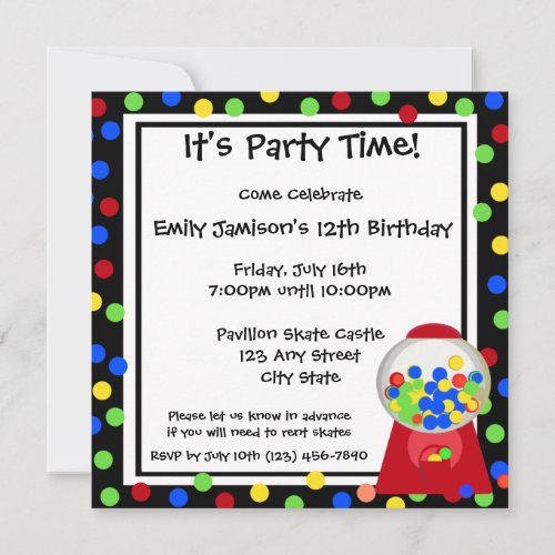 Bubble Gum Party Custom Announcements