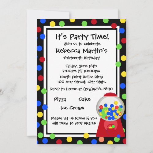 Bubble Gum Party Custom Invites