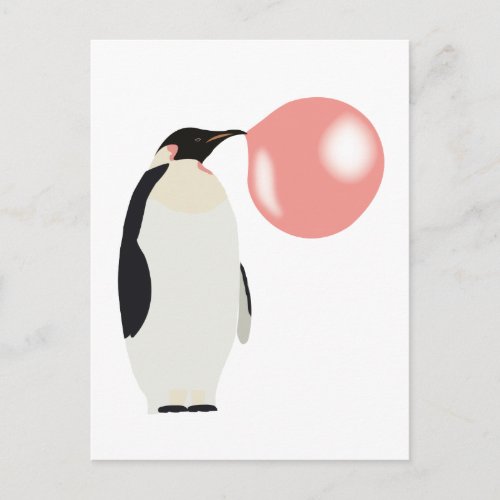 Bubble Gum Penguin Blowing Bubble Postcard