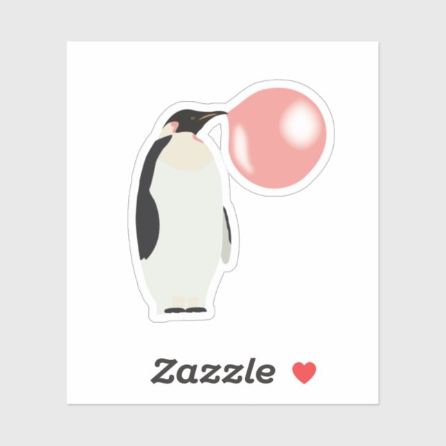 Bubble Gum Penguin Blowing Bubble Sticker (Sheet)
