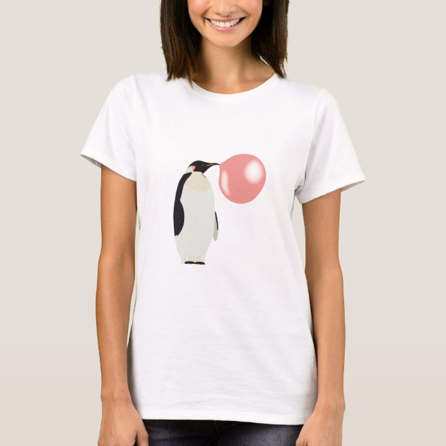 Bubble Gum Penguin Blowing Bubble T-Shirt (Front)