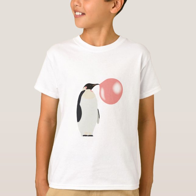 Bubble Gum Penguin Blowing Bubble T-Shirt (Front)