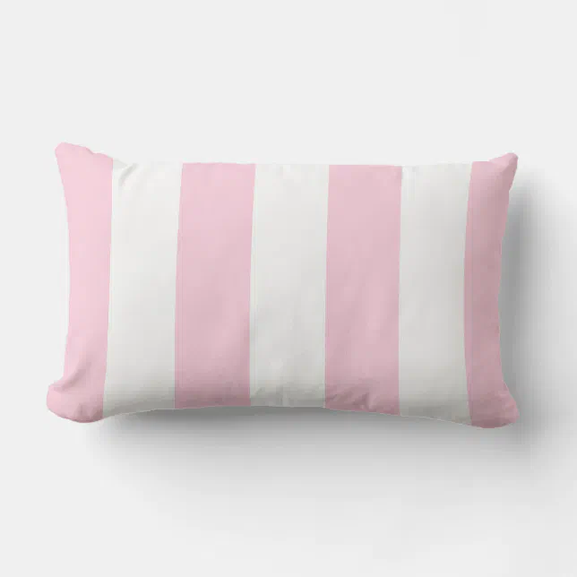 Bubble Gum Pink and White Stripe Lumbar Pillow Zazzle