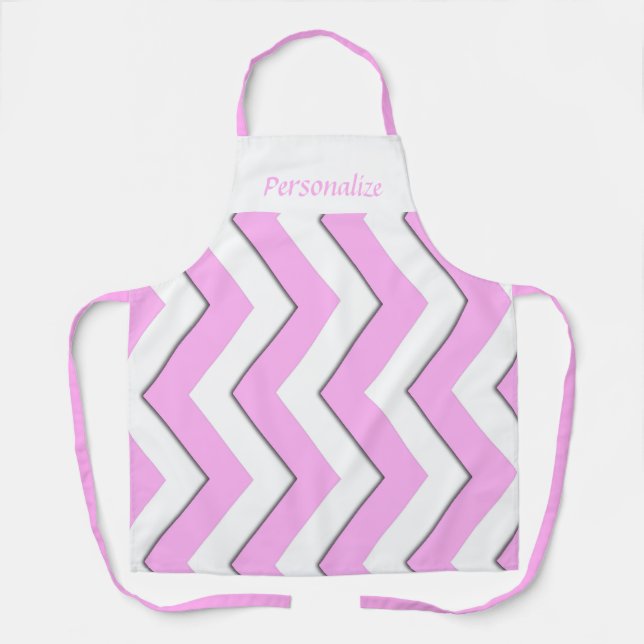 Bubble Gum Pink Chevron Stripe Pattern Apron (Front)