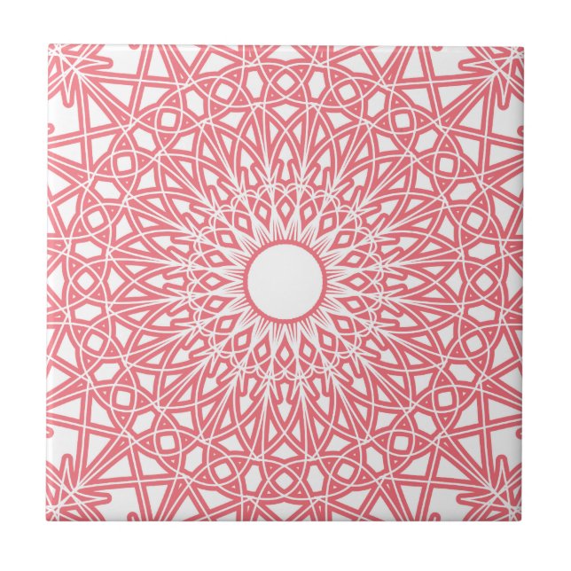 Bubble Gum Pink Crocheted Lace Tile (Front)