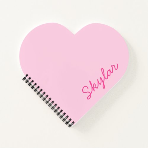Bubble Gum Pink Hot Pink Custom Cursive Name Heart Notebook