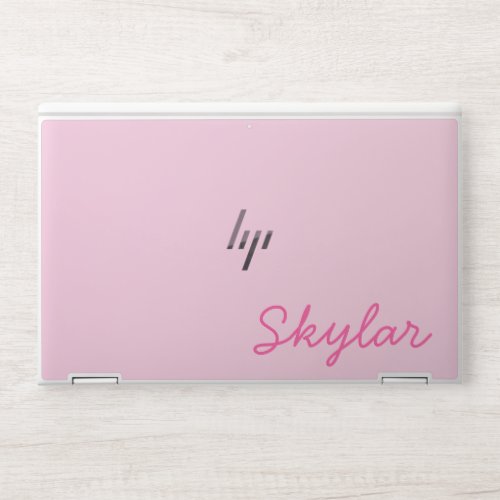 Bubble Gum Pink Hot Pink Custom Cursive Name HP Laptop Skin