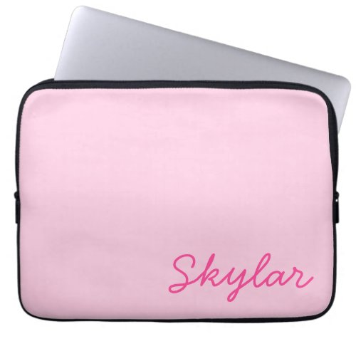 Bubble Gum Pink Hot Pink Custom Cursive Name Laptop Sleeve