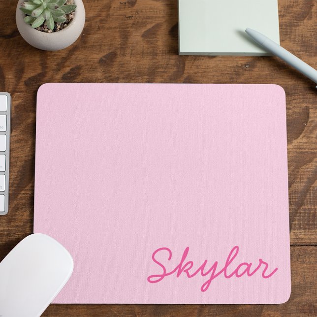 Bubble Gum Pink Hot Pink Custom Cursive Name Mouse Pad (Creator Uploaded)
