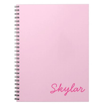Bubble Gum Pink Hot Pink Custom Cursive Name Notebook