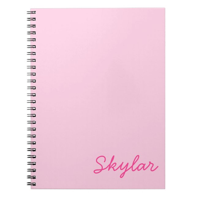 Bubble Gum Pink Hot Pink Custom Cursive Name Notebook (Front)