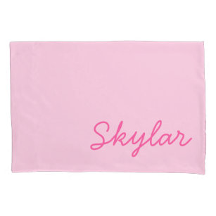Bubble Gum Pink Hot Pink Custom Cursive Name Pillow Case