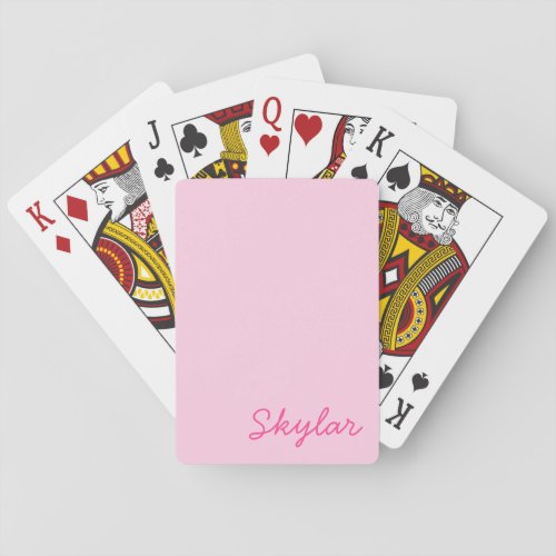 Bubble Gum Pink Hot Pink Custom Cursive Name Poker Cards