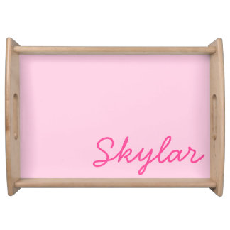 Bubble Gum Pink Hot Pink Custom Cursive Name Serving Tray