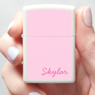 Bubble Gum Pink Hot Pink Custom Cursive Name Zippo Lighter