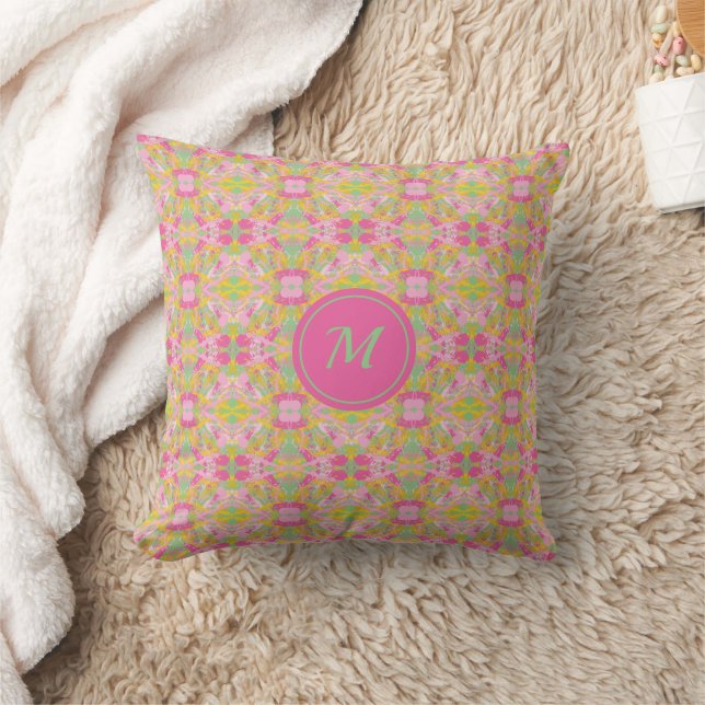 Bubble Gum Pink Paint Splash Throw Pillow (Blanket)