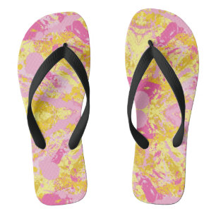 Bubble Gum Pink Paint Splatter Flip Flops
