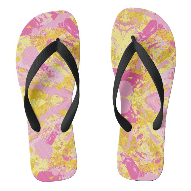 Bubble Gum Pink Paint Splatter Flip Flops (Footbed)